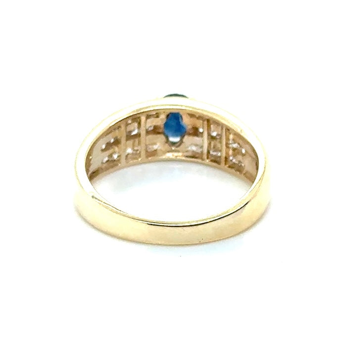 14k Yellow Gold Genuine Sapphire and 0.80 CT TW Diamond Ring