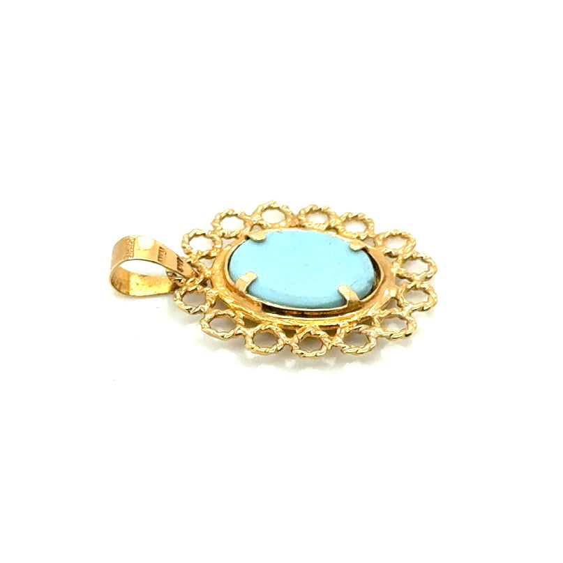 Vintage 14k Yellow Gold Jasperware Cameo Signet Victorian Style Pendant