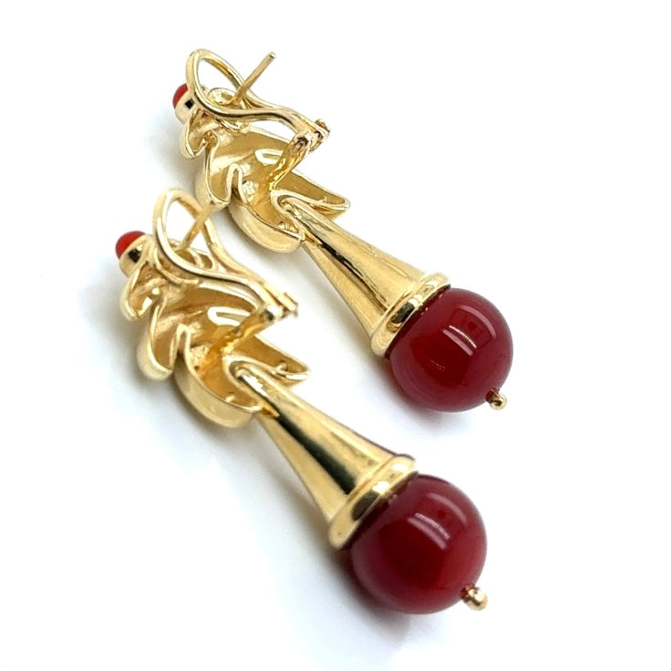 Italian Carnelian Round 14k Yellow Gold Earrings