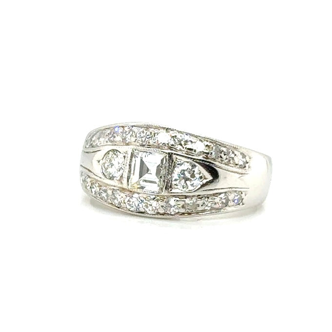 Antique Platinum 1.42 CT TW Diamonds Ring