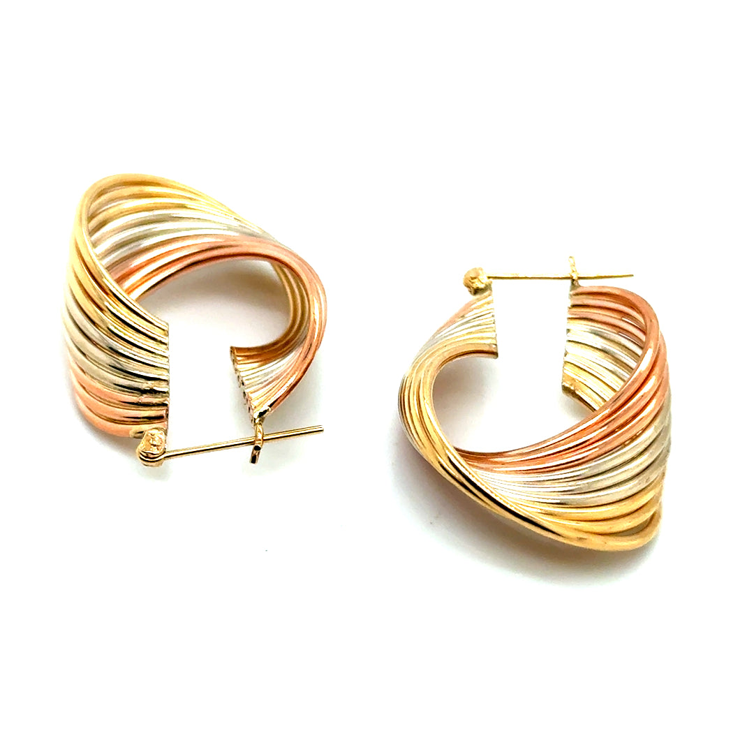 New 14k Yellow & White & Rose Gold Earrings
