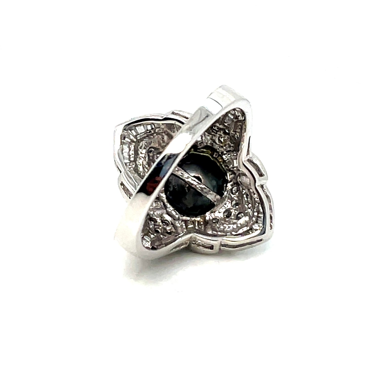 14k White Gold Pearl Diamond 0.80 CT TW Ring