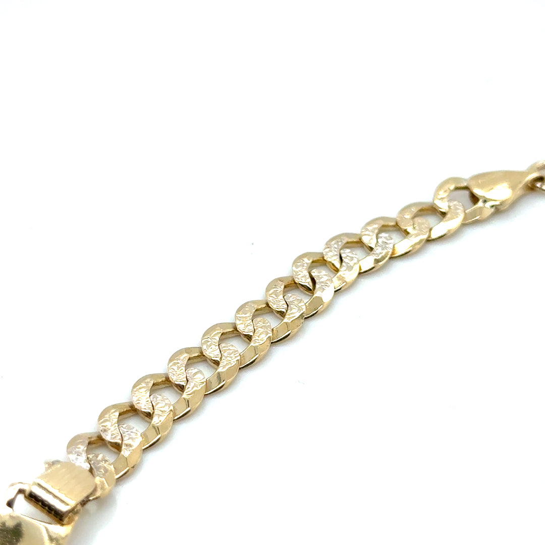 New 14k Yellow and White Gold Diamond Cut Design Men’s Bracelet