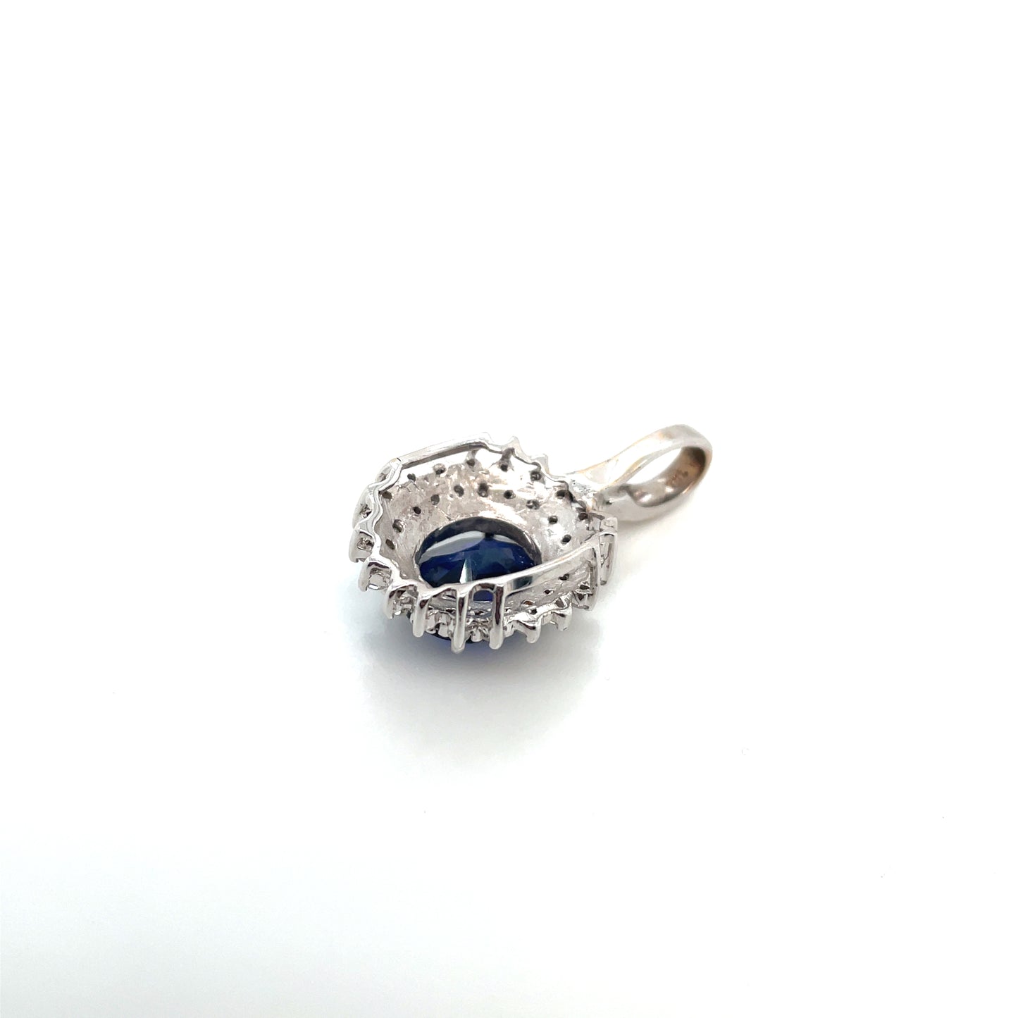 14k White Gold Synthetic Sapphire Diamonds Pendant