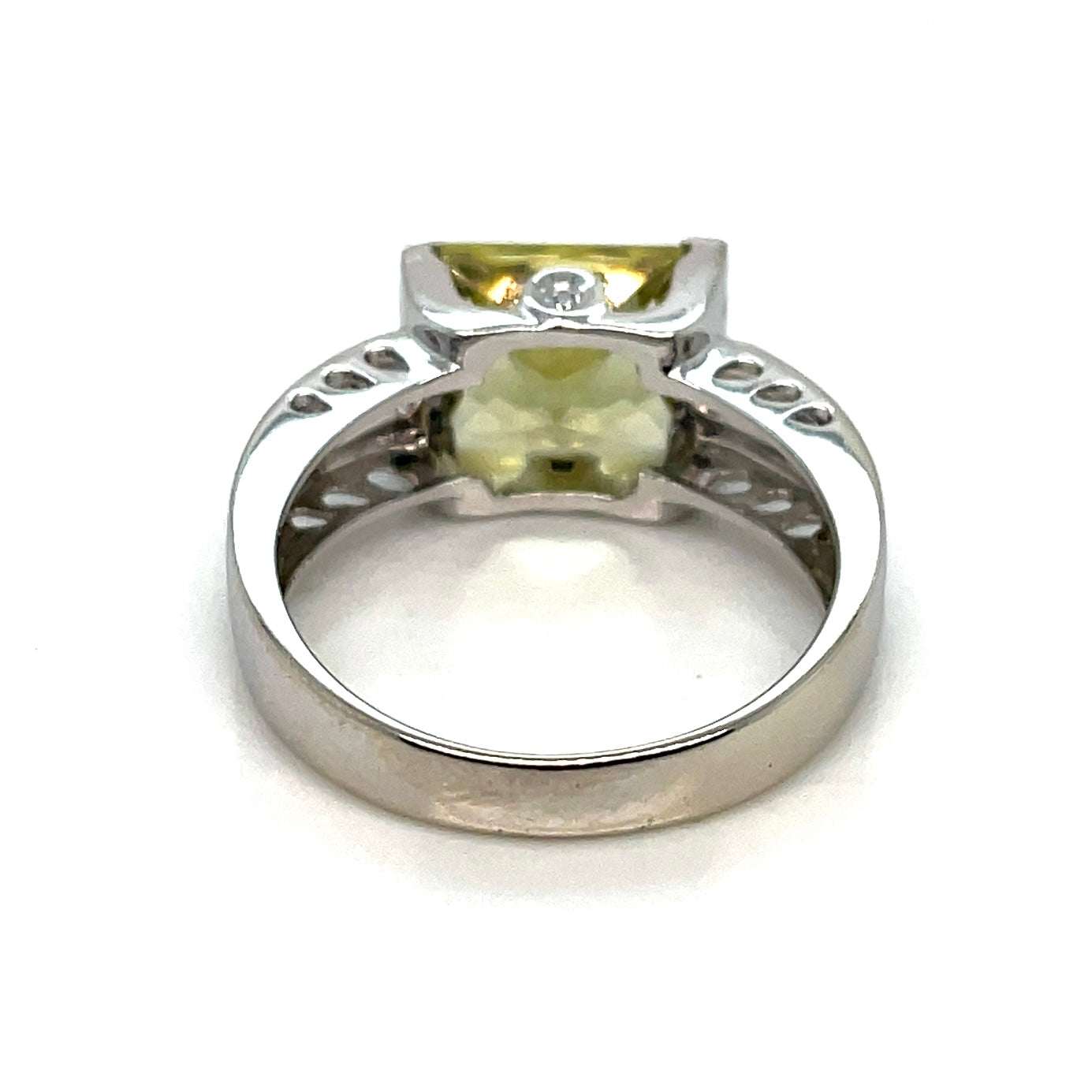 14k White Gold Lemon Quartz Diamond Ring