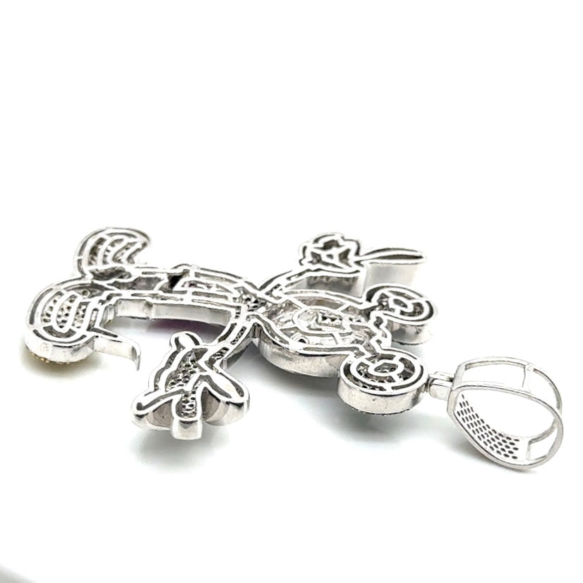 10k White Gold Multi Color 10.5 CT TW Diamonds Mickey Mouse Pendant