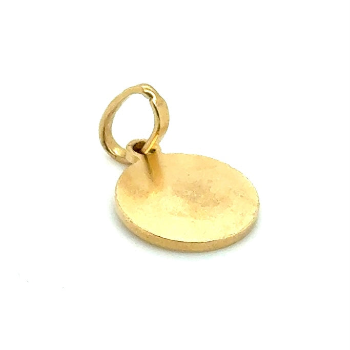 14k Yellow Gold Baptism Christening Croatia Round Pendant