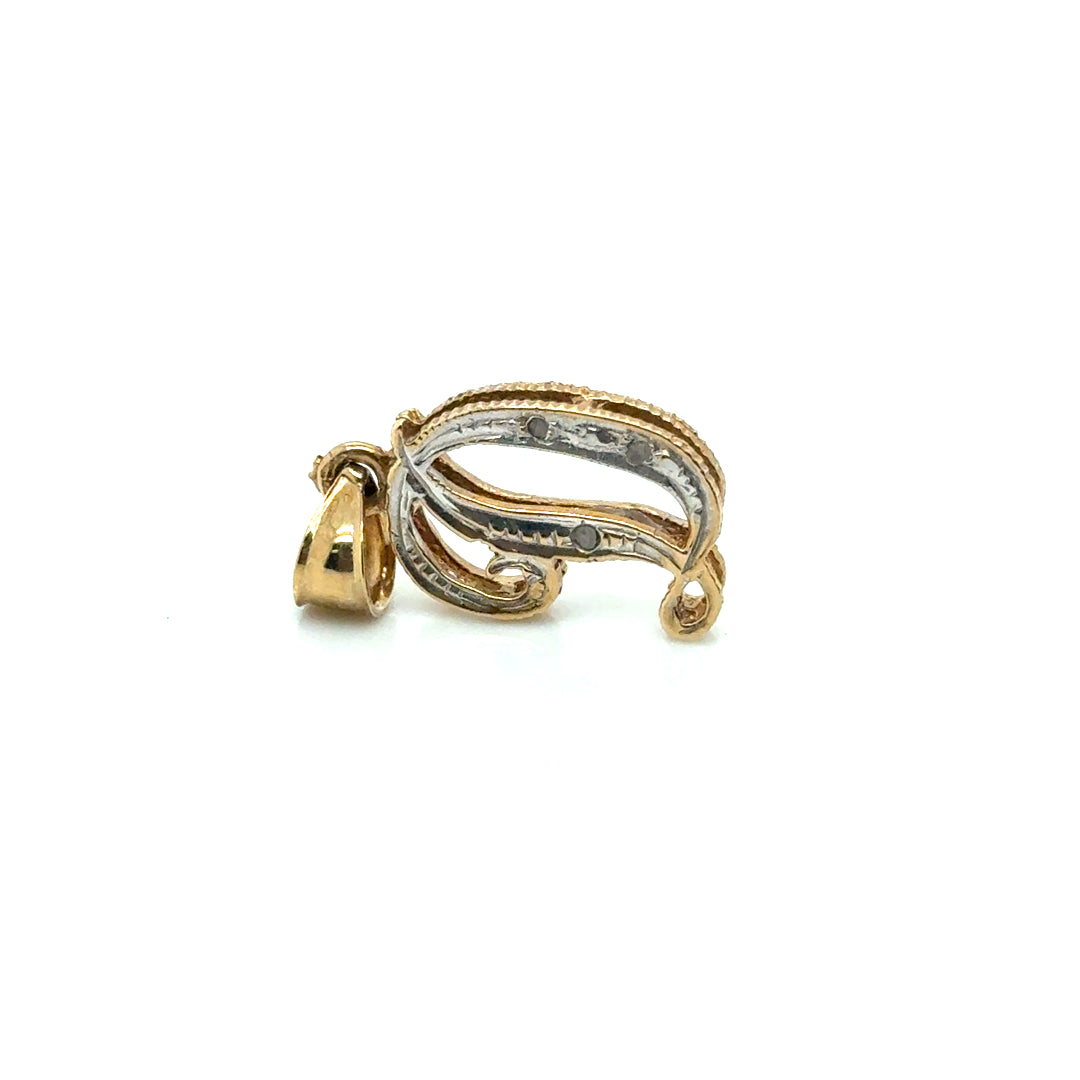 10k Yellow and White Gold Letter “D” Pendant