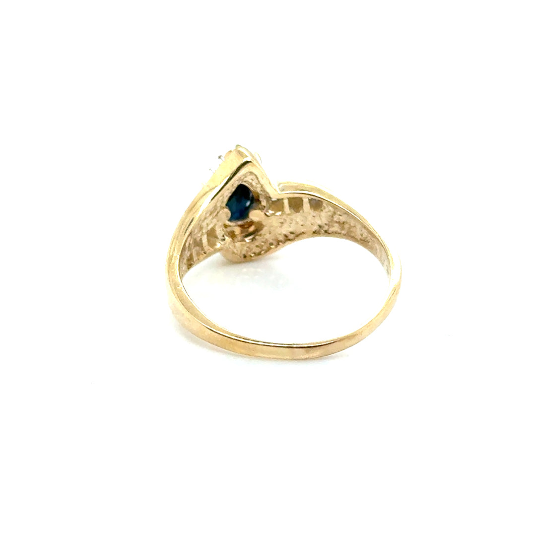 10k Yellow Gold Genuine Sapphire and Diamond Ring