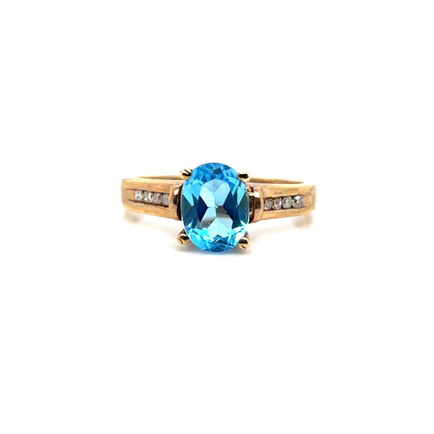10k Yellow Gold Topaz and Diamonds Ring