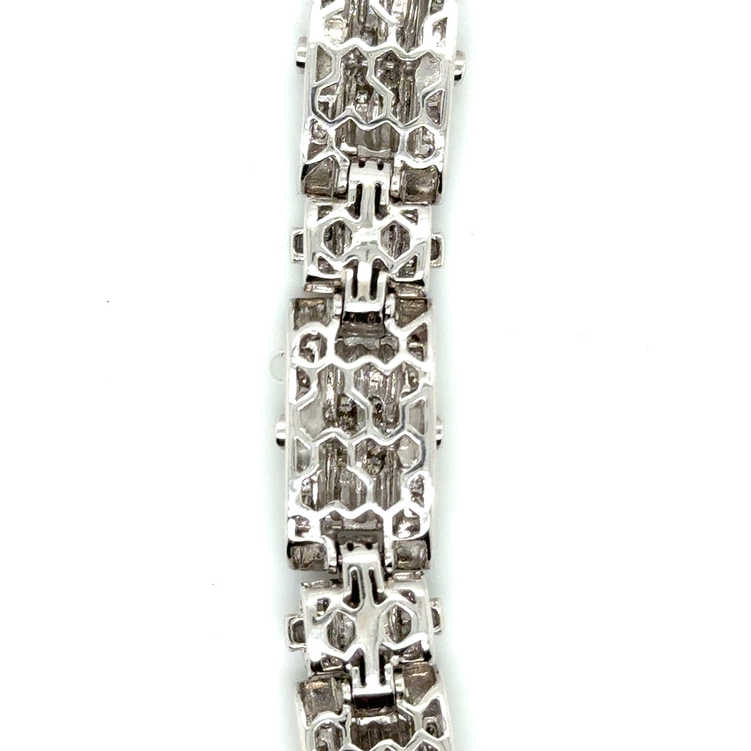 New 14k White Gold 3 CT TW Diamond Men’s Bracelet