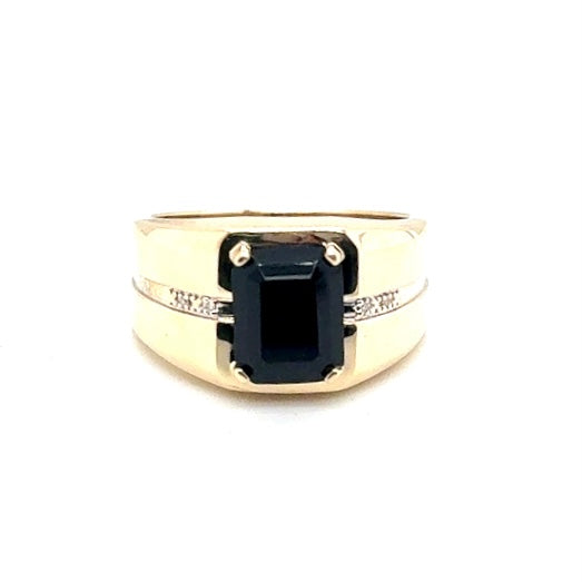 10k Yellow Gold Onyx & Diamonds Men’s Ring