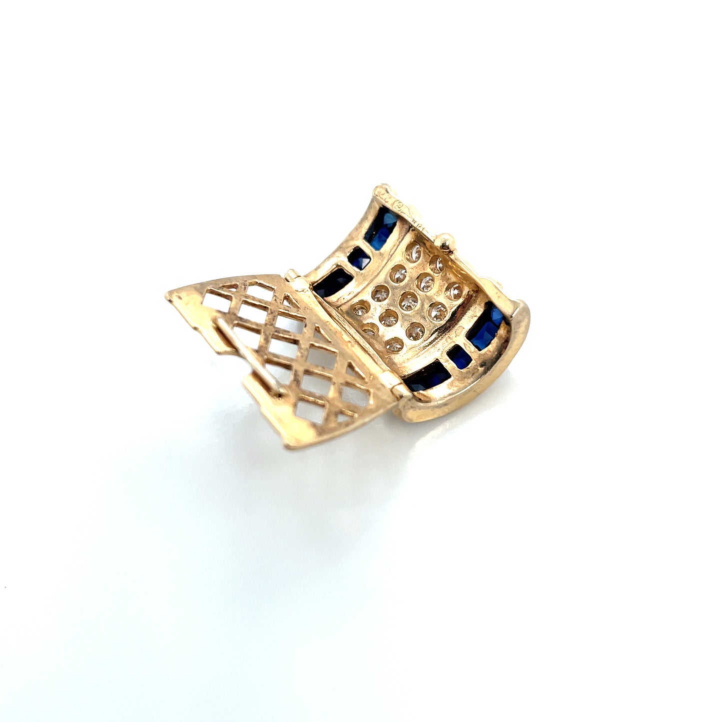 14k Yellow Gold Sapphire Diamond Pendant