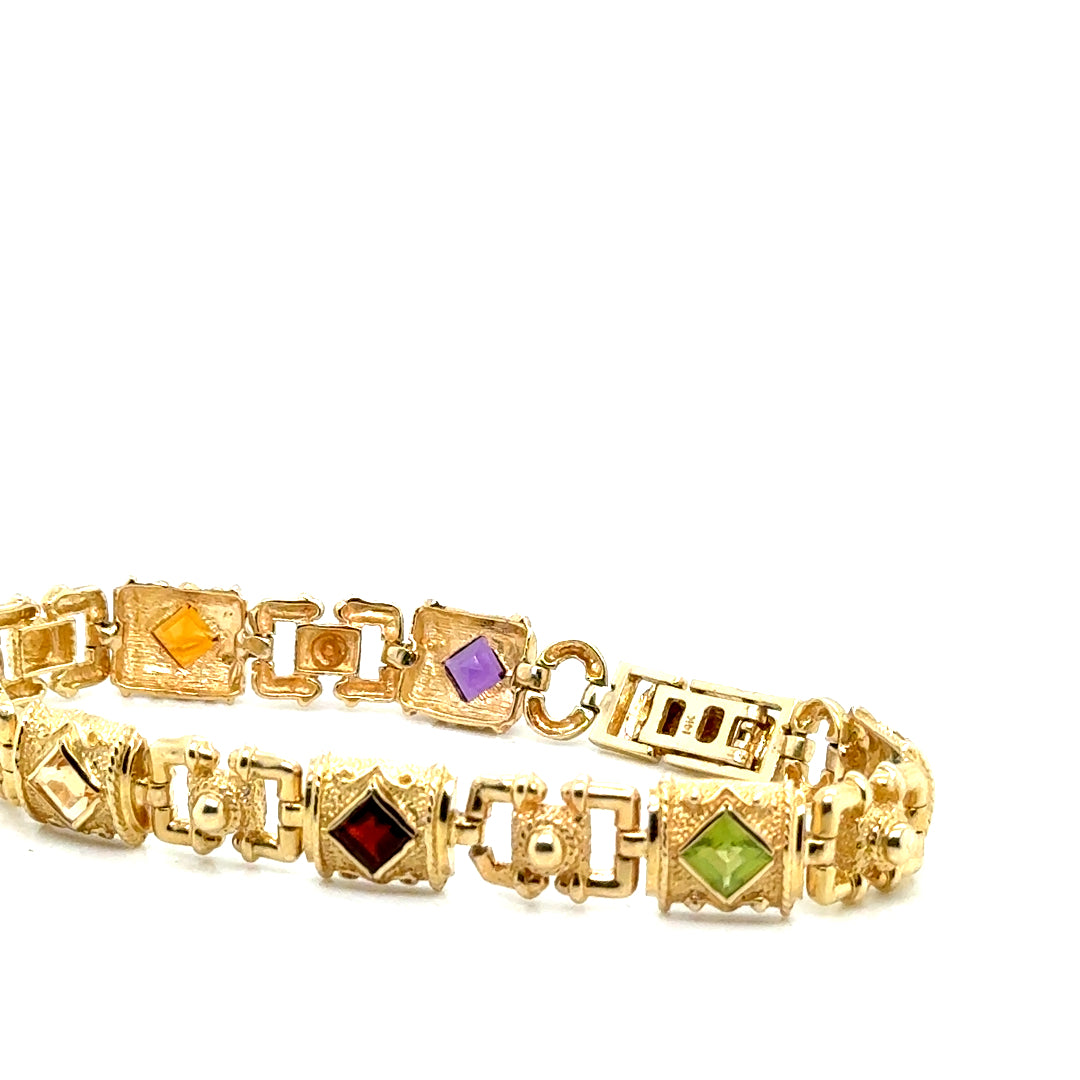14k Yellow Gold with Stones Bracelet