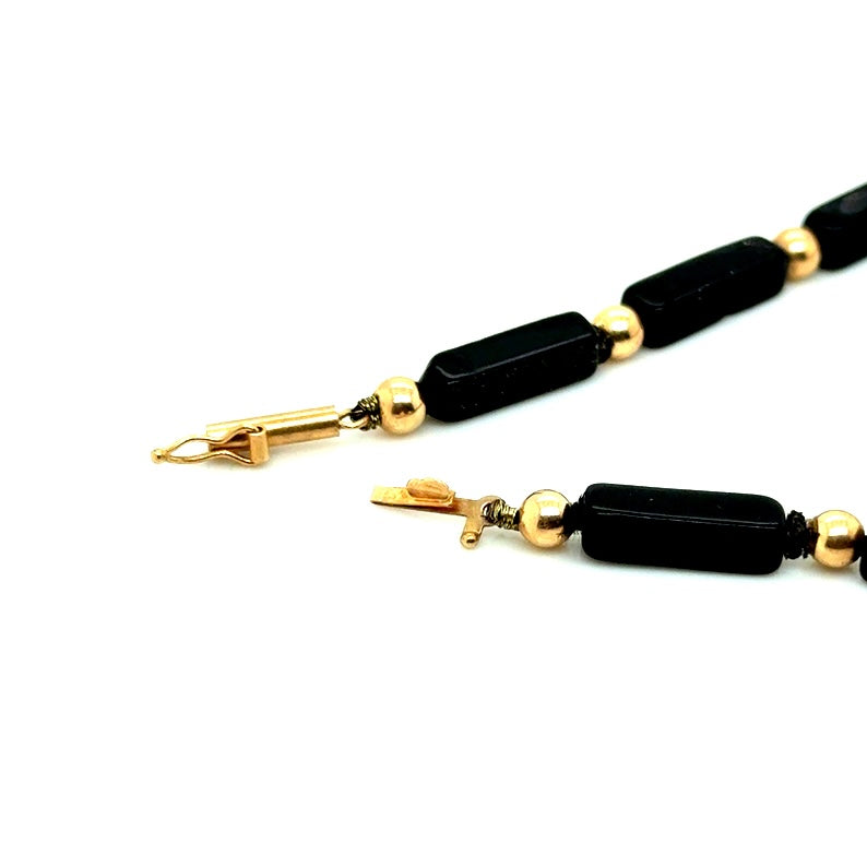 14k Yellow Gold Black Onyx Necklace