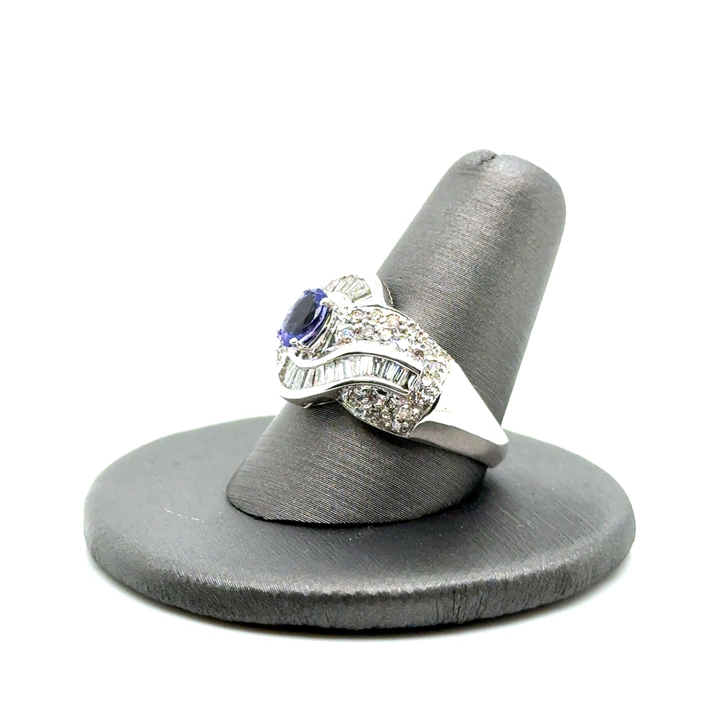 14k White Gold Tanzanite and 1.65 CT TW Diamonds Ring