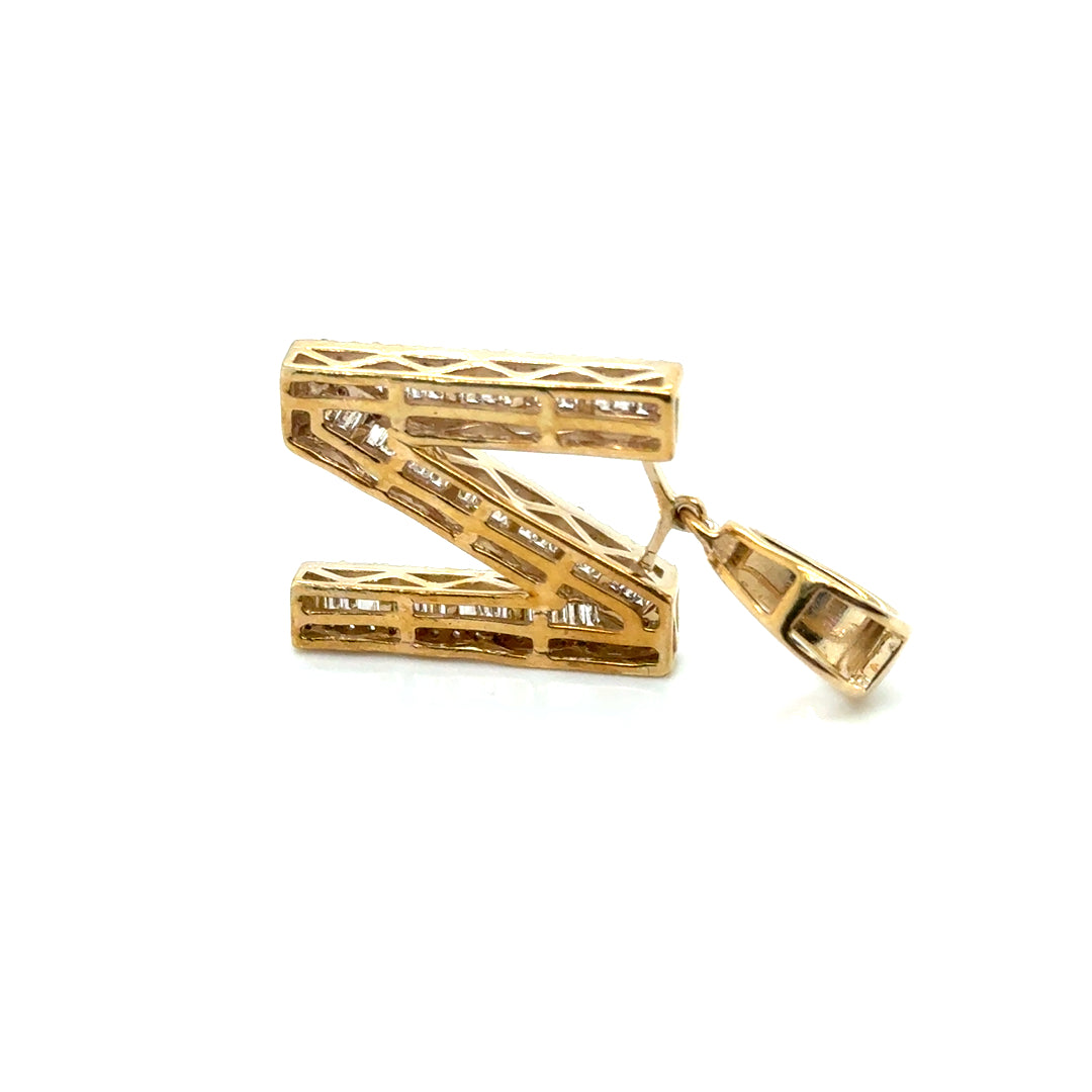 10k Yellow Gold 1.60 CT TW Diamond Letter “N” Pendant