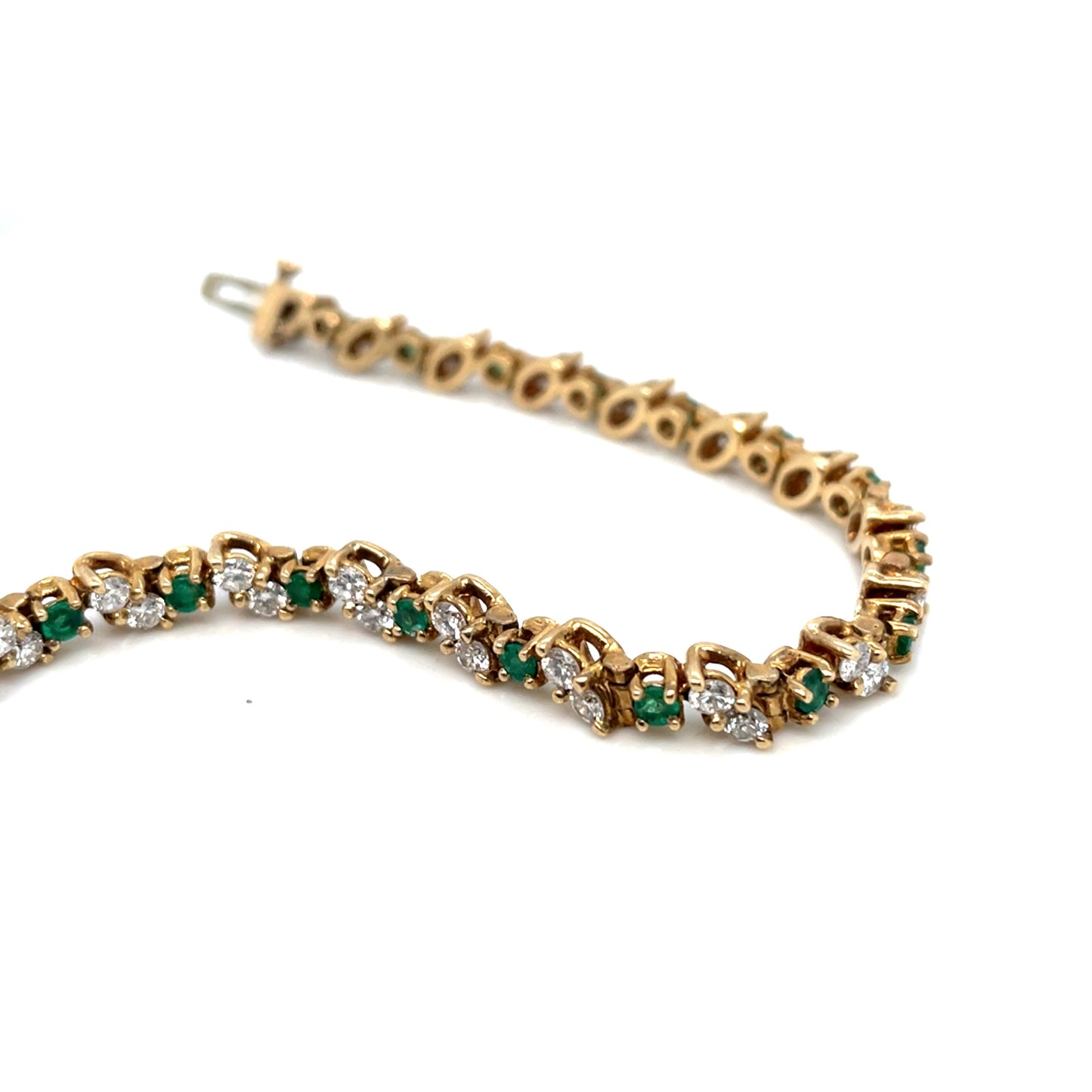 14k Yellow Gold Emerald and 2.4 CT TW Diamonds Bracelet