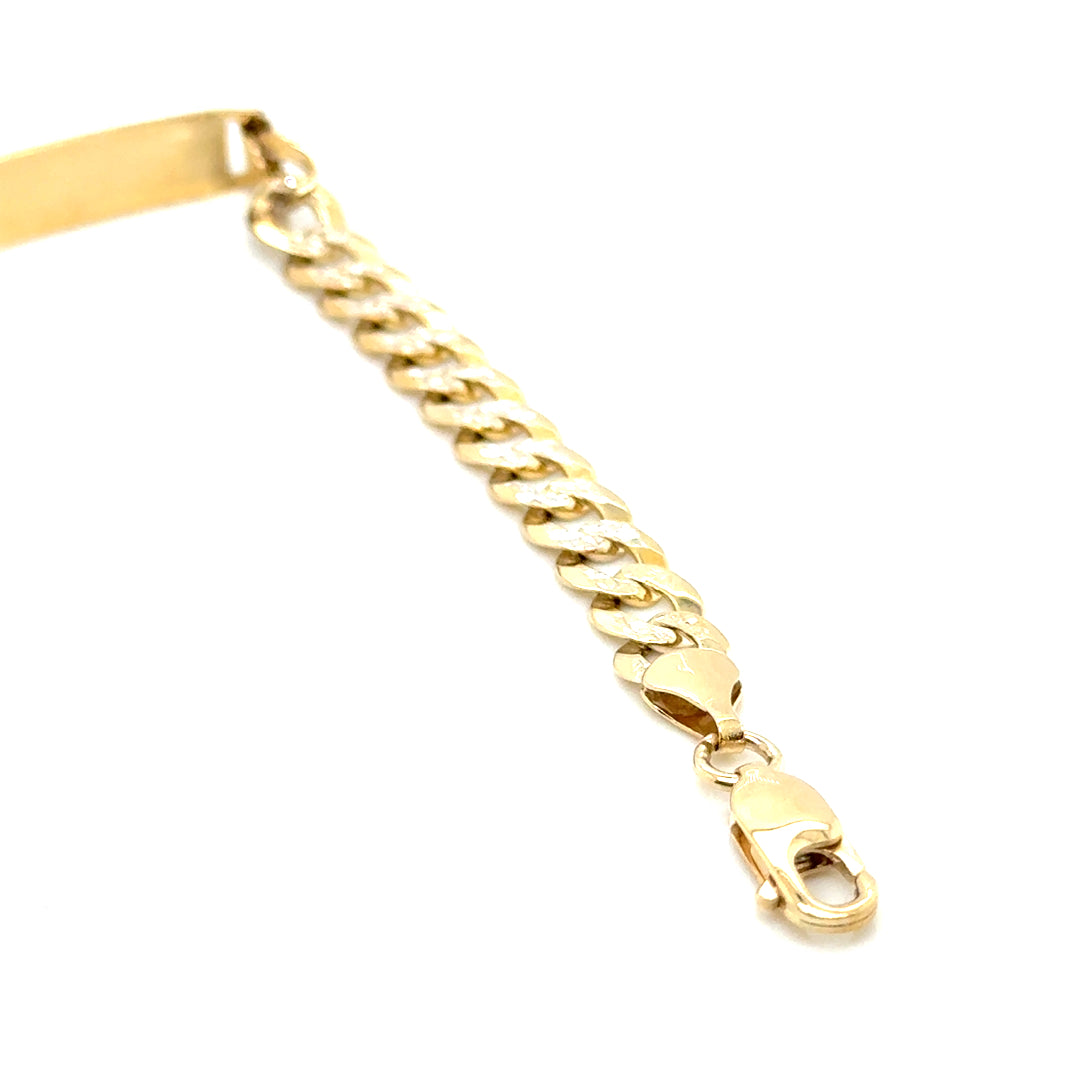 New 14k Yellow and White Gold Diamond Cut Design Men’s Bracelet