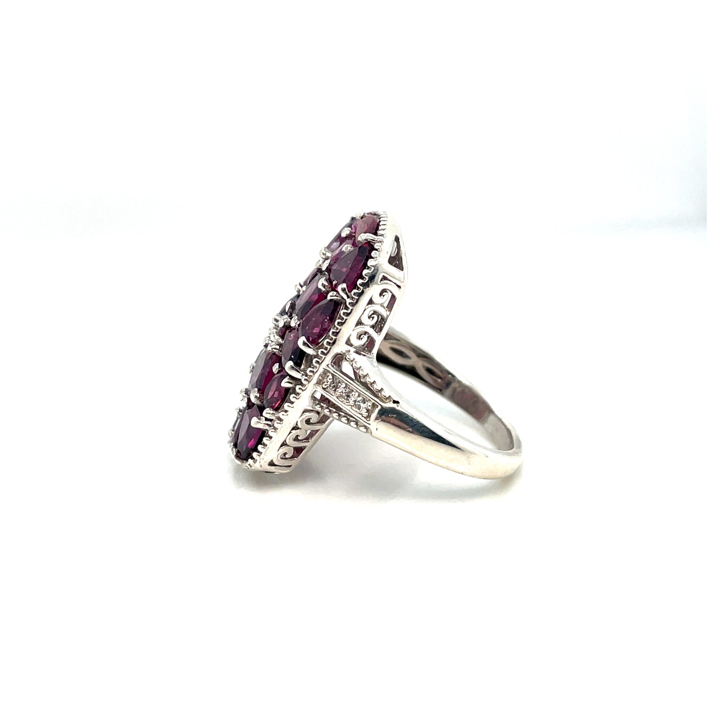 Tourmaline Silver Diamond Ring