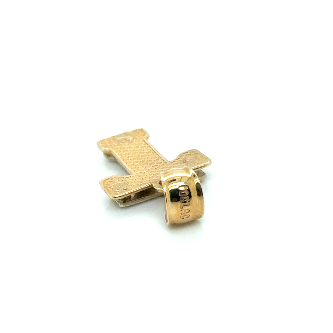 10k Yellow and White Gold Double Letter “T” Pendant