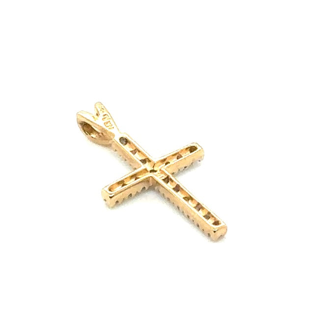 New 14k Yellow Gold 0.35 CT TW Diamond Cross Pendant