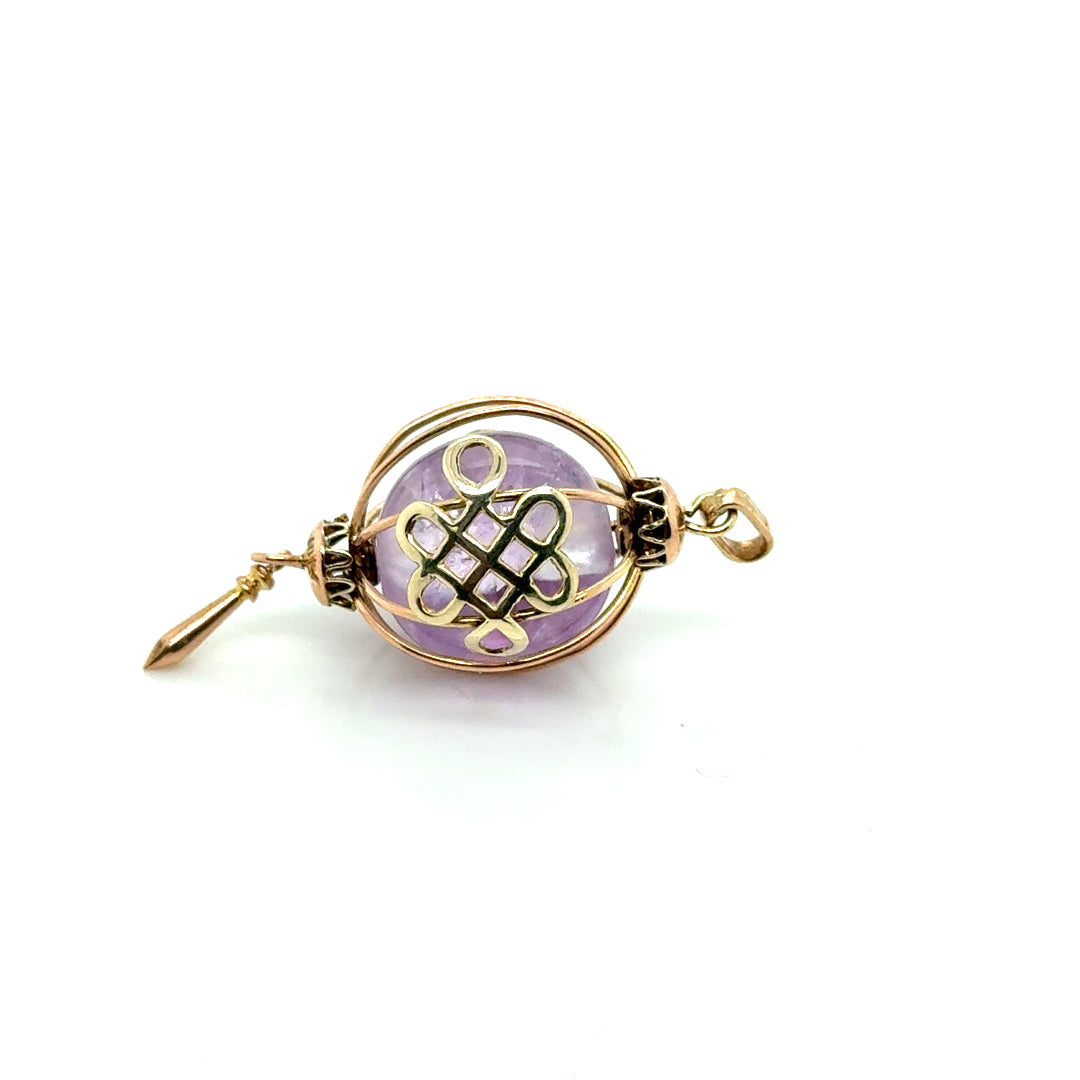 Vintage 10k Yellow Gold Amethyst Pendant