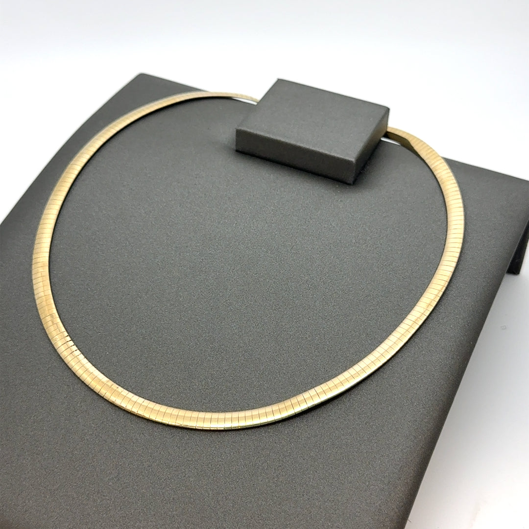 Italy 14k Yellow and White Gold Two Tone Omega Necklace