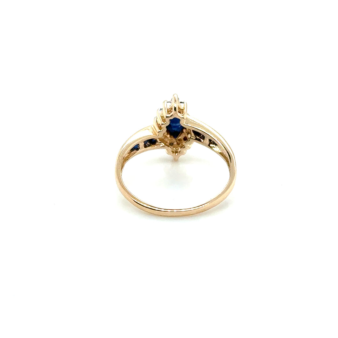 14k Yellow Gold Sapphire and Diamond Ring