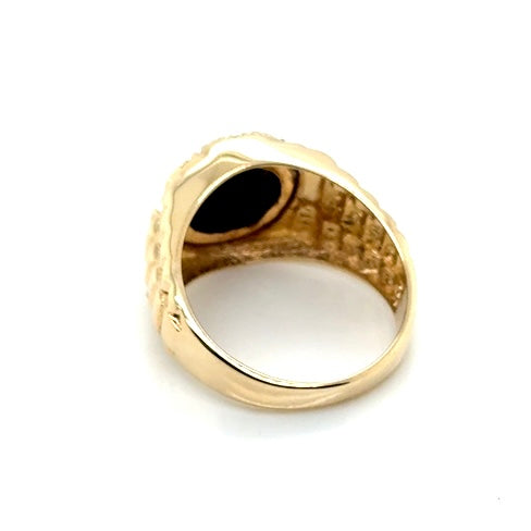 10k Yellow Gold Onyx and Diamonds Men’s Ring