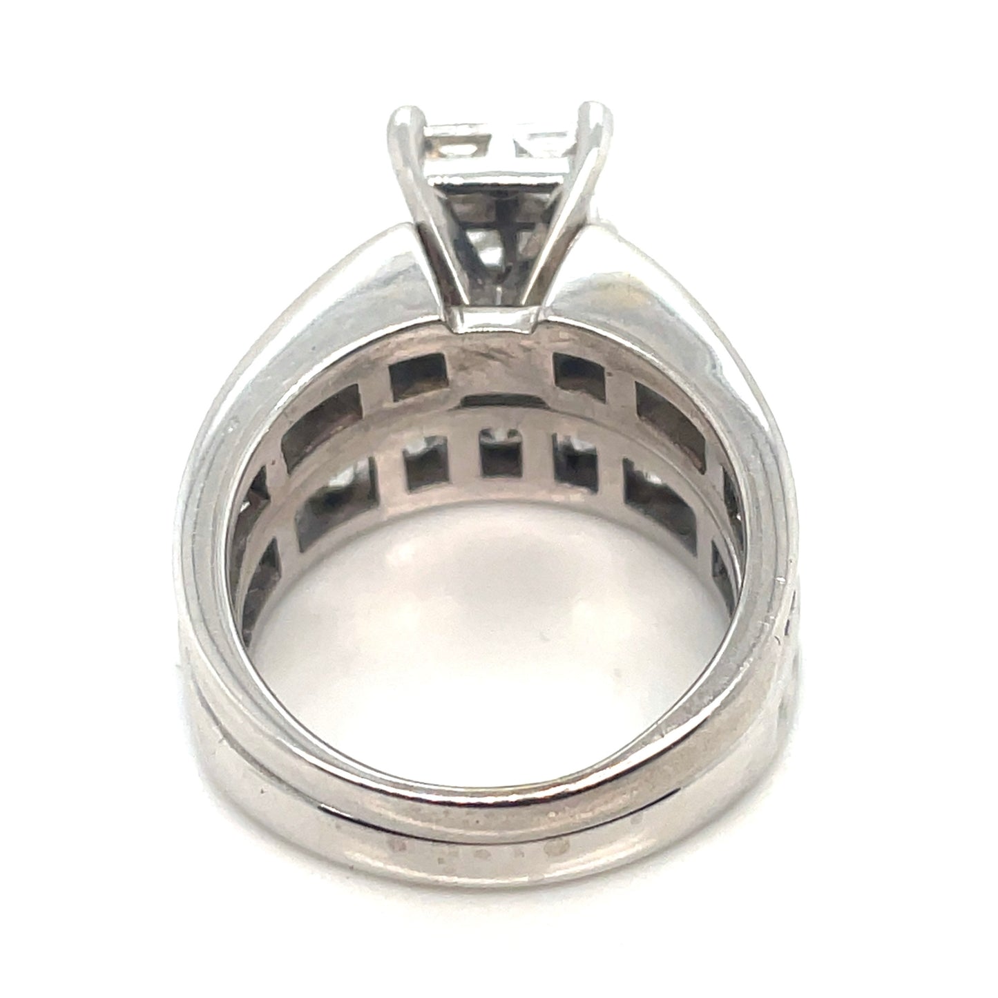 14k White Gold Engagement and Wedding Band 3.70 CT TW Diamonds Rings