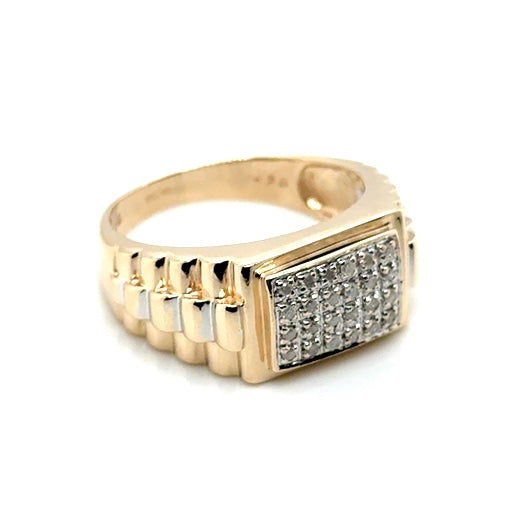 9k Yellow Gold 0.24 CT TW White Diamonds Men’s Ring