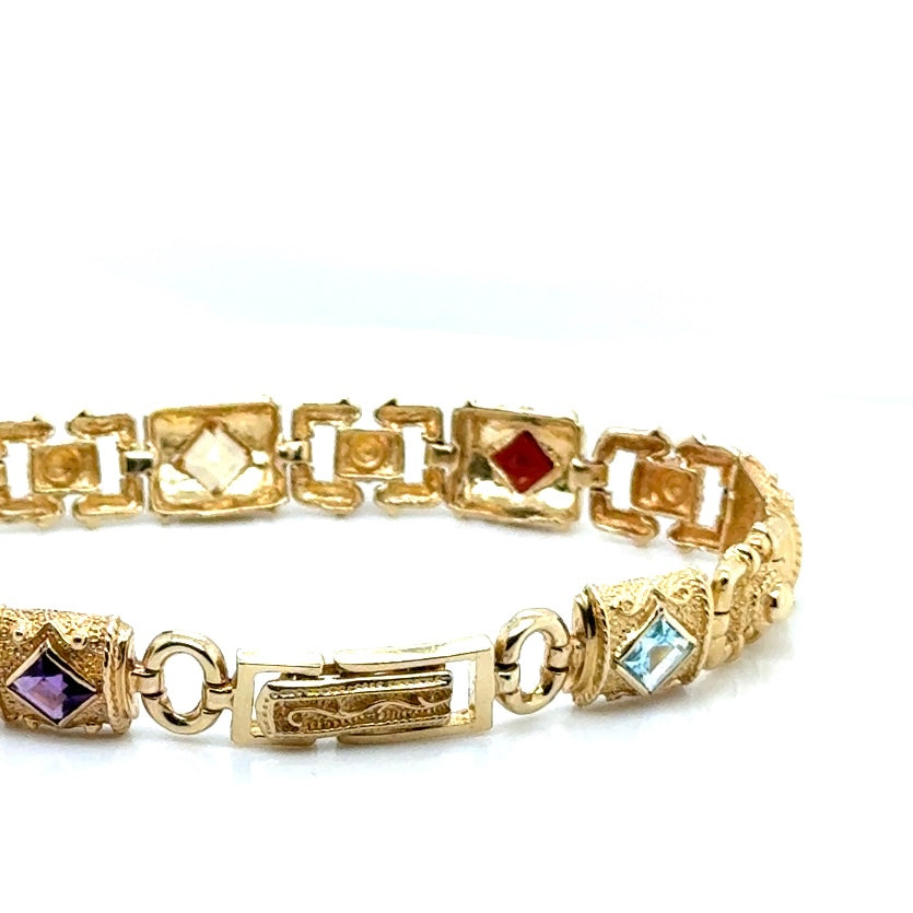 14k Yellow Gold with Stones Bracelet
