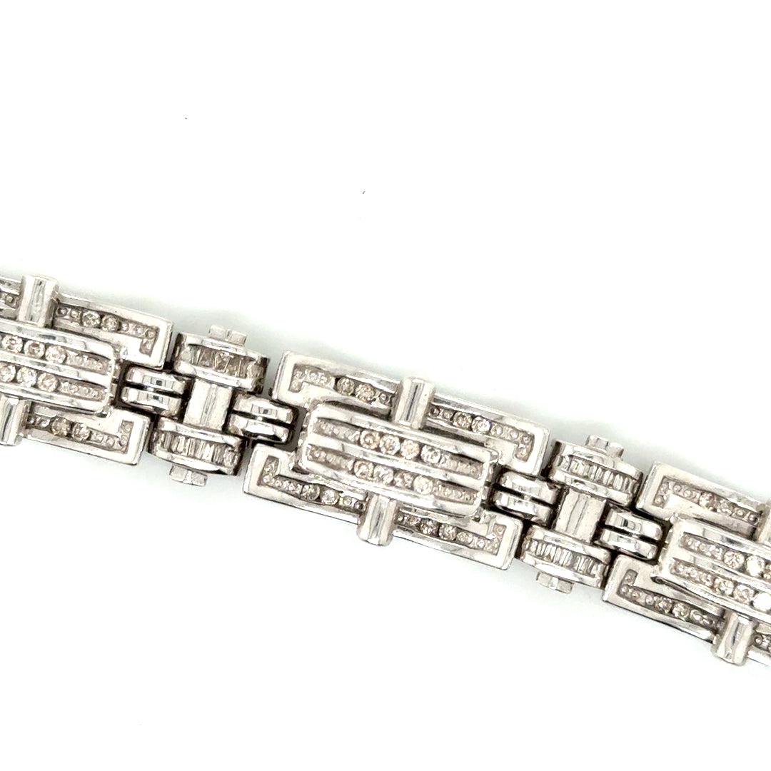 New 14k White Gold 3 CT TW Diamond Men’s Bracelet