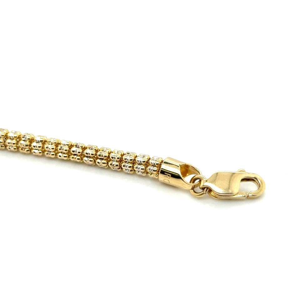 New 14k Yellow and White Gold Round Diamond Cut Style Men’s Bracelet