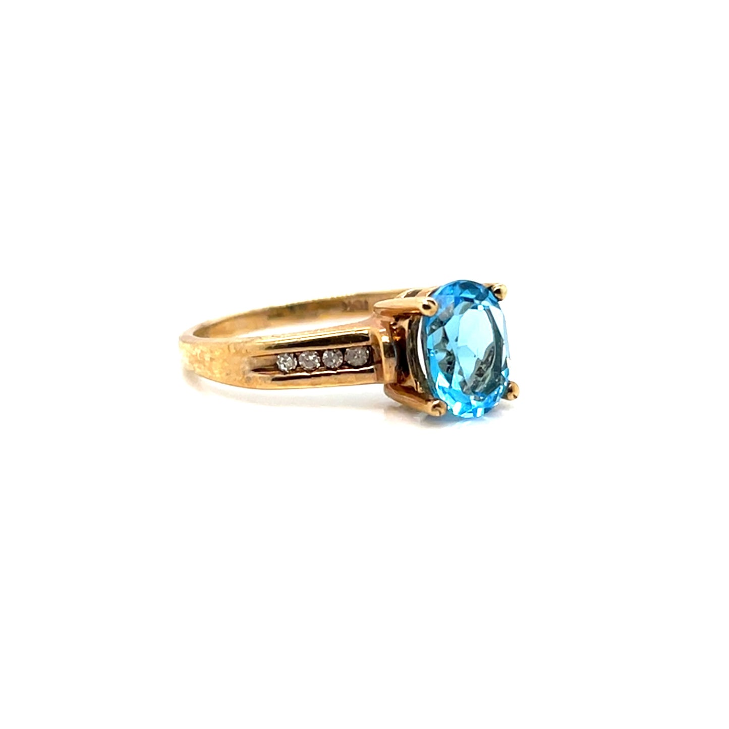 10k Yellow Gold Topaz and Diamonds Ring