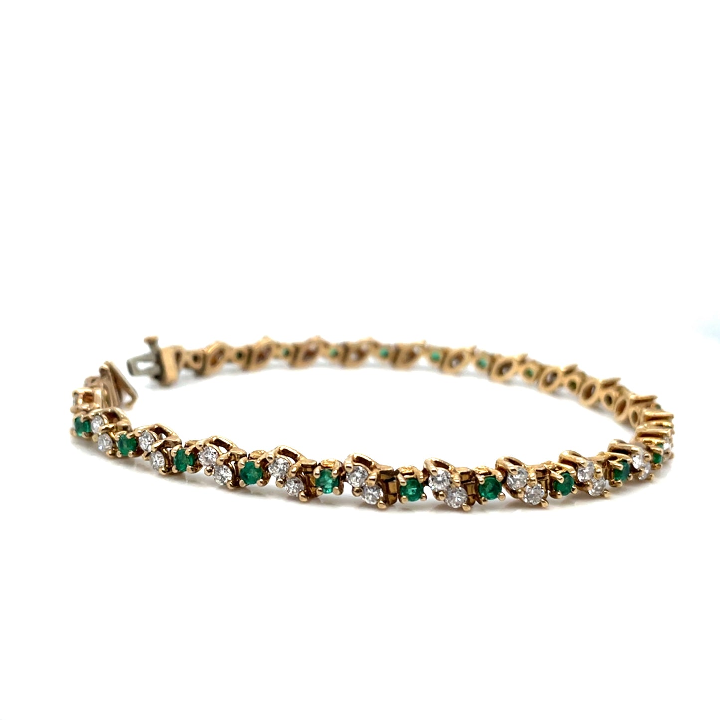 14k Yellow Gold Emerald and 2.4 CT TW Diamonds Bracelet