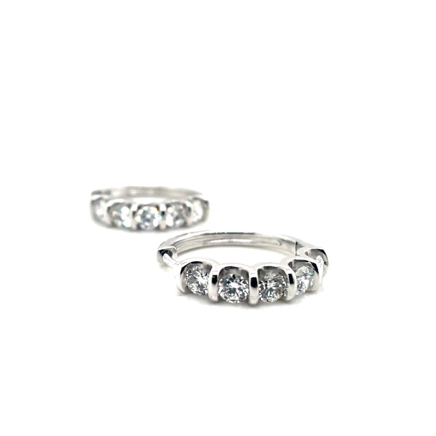 14k White Gold 1.5 CT TW SVD Diamonds Hoop Earrings