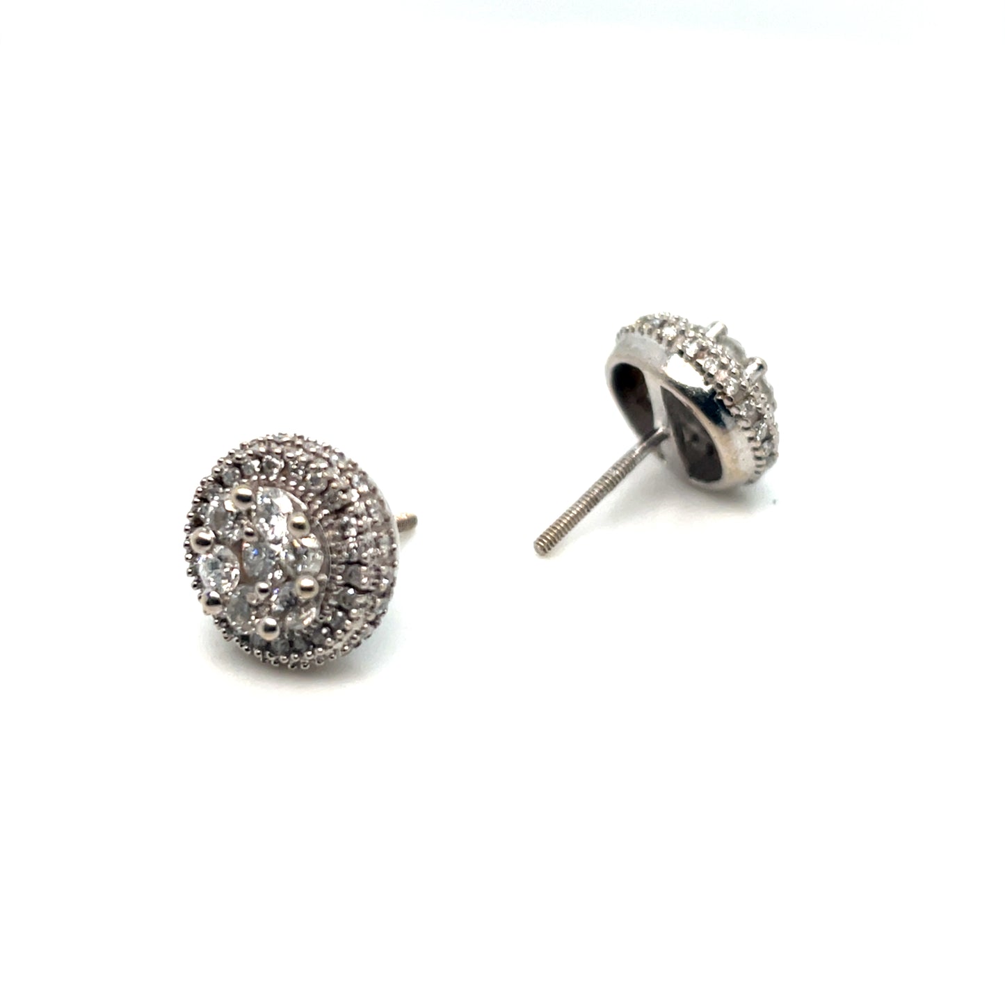 10k White Gold 1.7 CT TW Diamonds Earrings