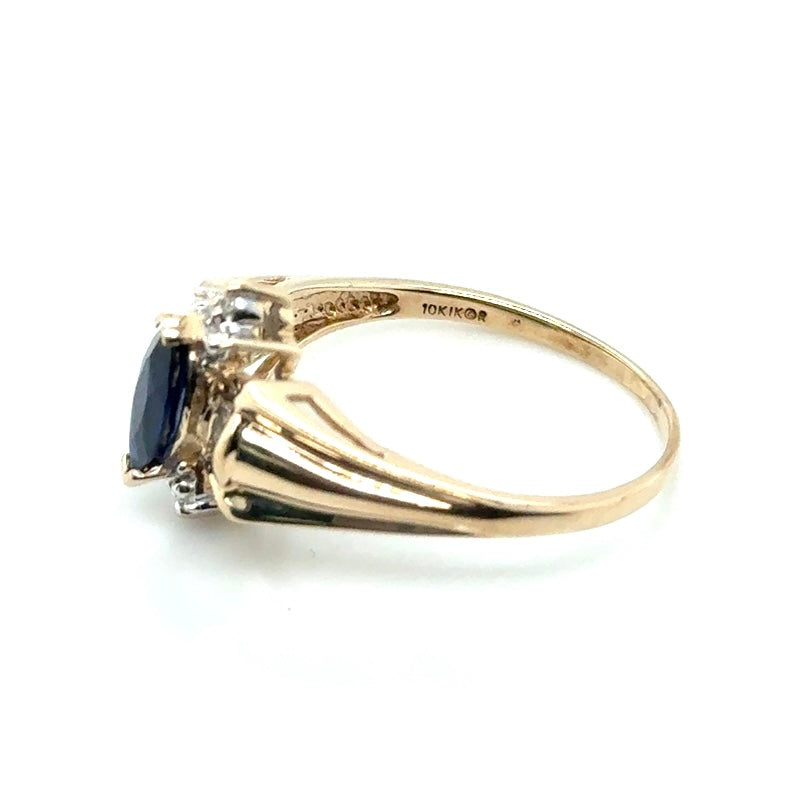 10k Yellow Gold Lab Grown Sapphire and Diamond Women’s Ring