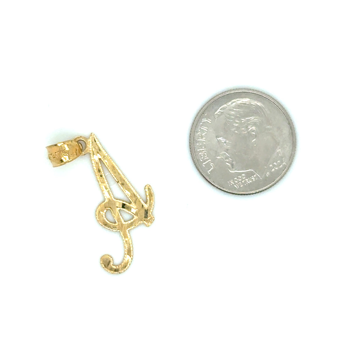 10k Yellow Gold Letter “A” Pendant