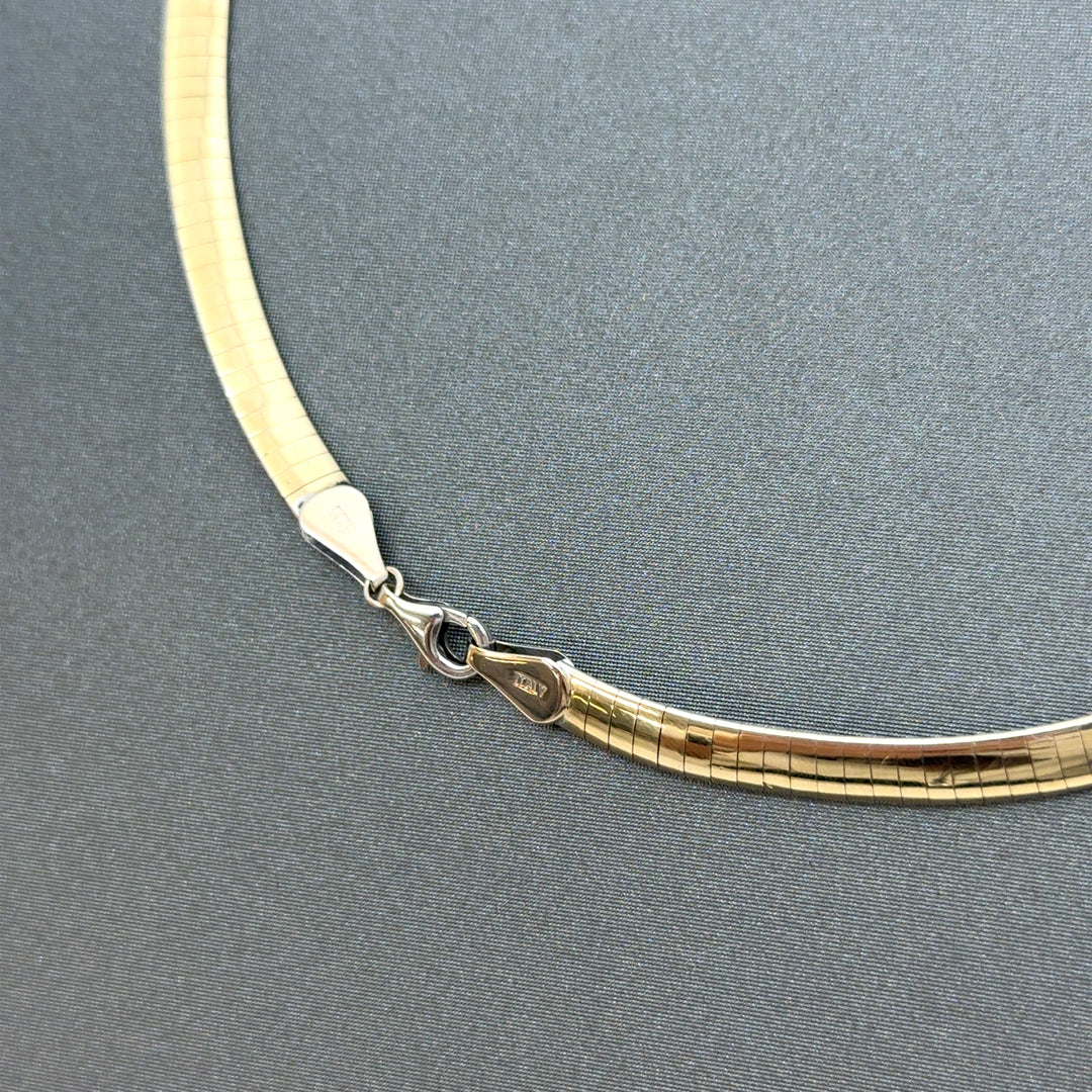 Italy 14k Yellow and White Gold Two Tone Omega Necklace