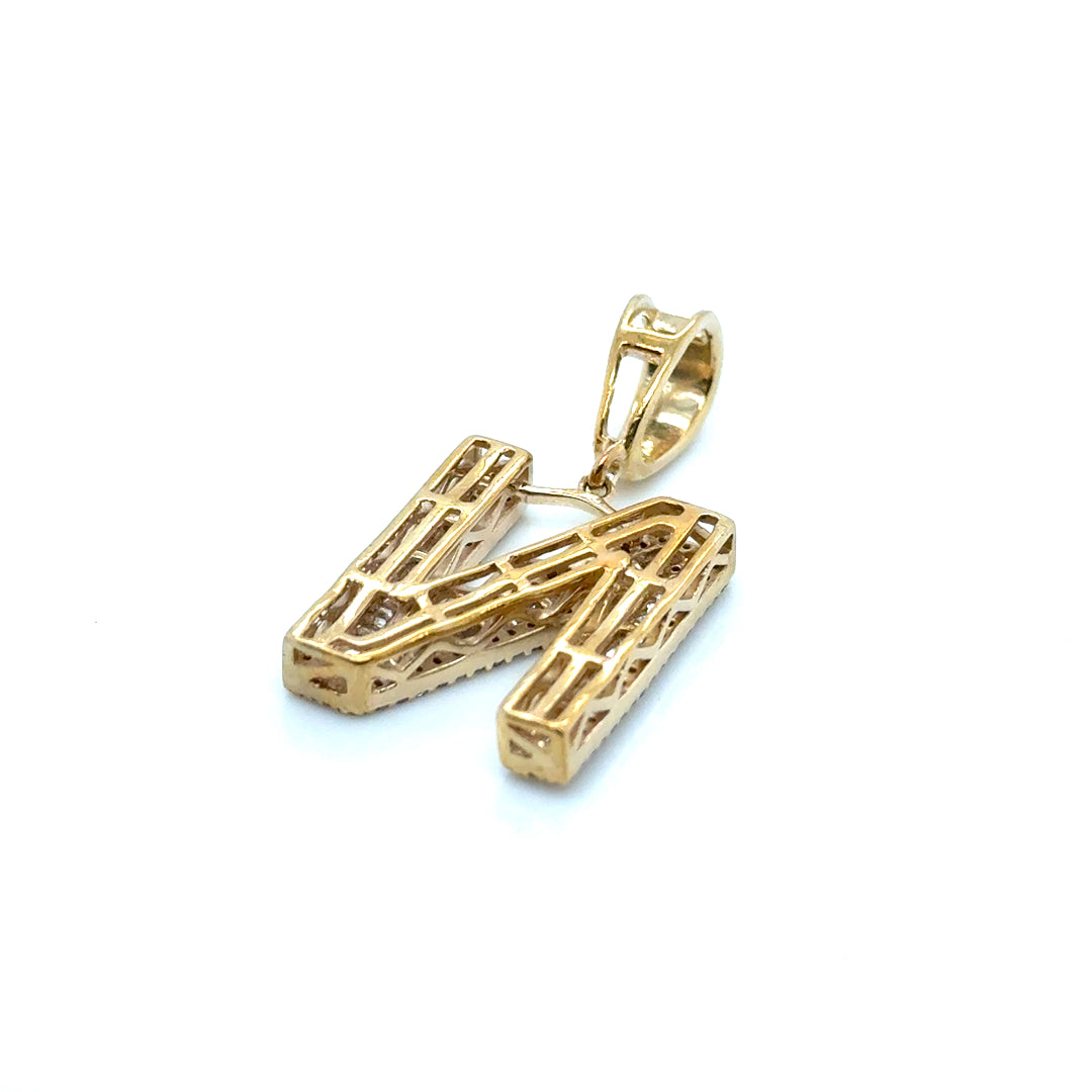 10k Yellow Gold 1.60 CT TW Diamond Letter “N” Pendant