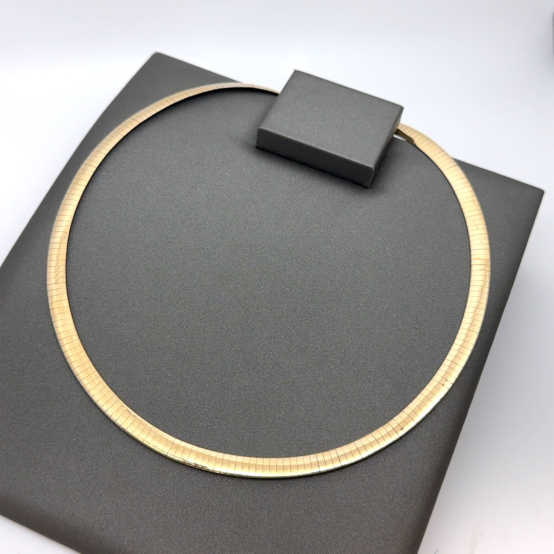 14k Yellow and White Gold Two Tone Omega Necklace