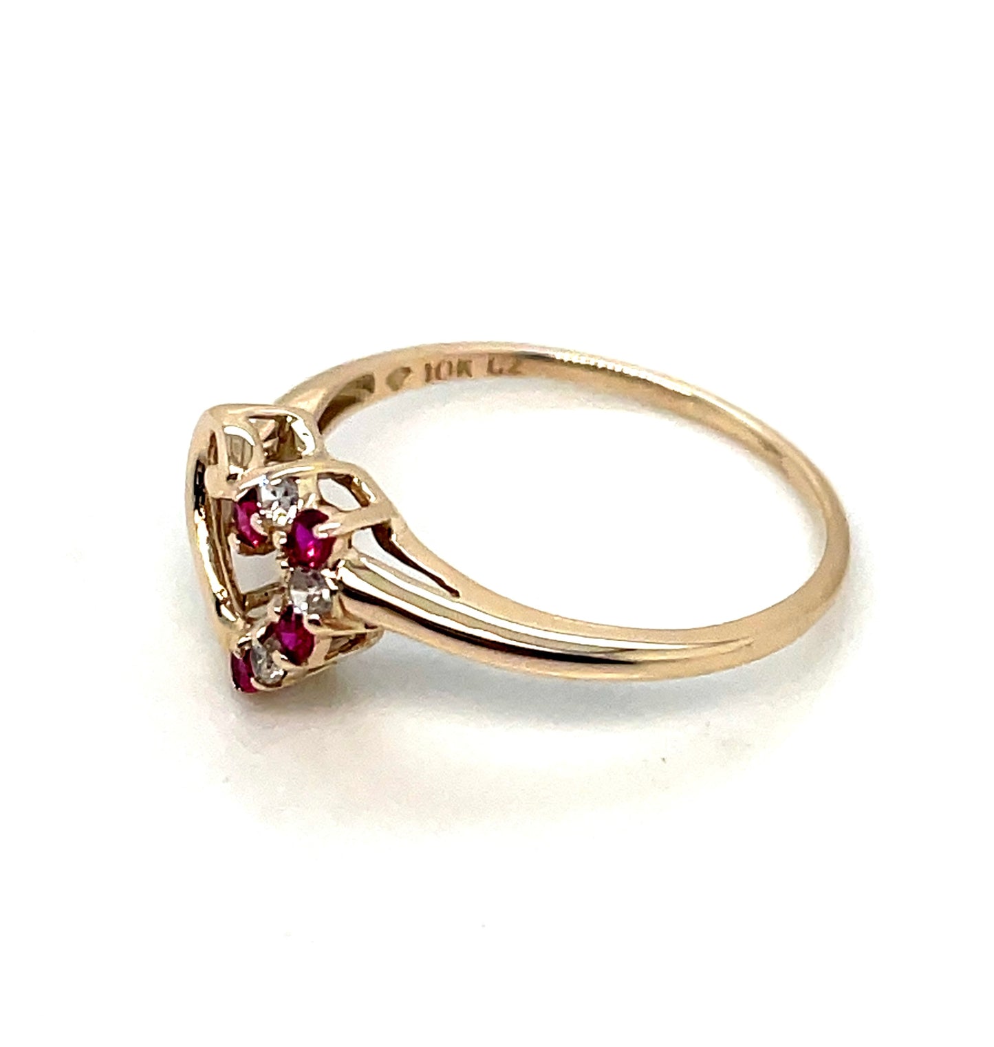 10k Yellow Gold Ruby and Cubic Zirconia Ring