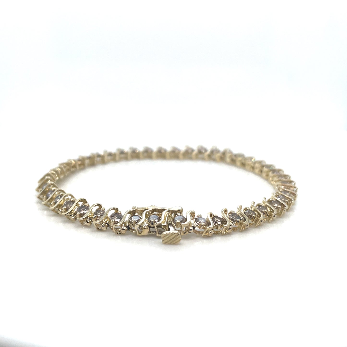 14k Yellow Gold 2.2 CT TW Shampagne Diamonds Bracelet