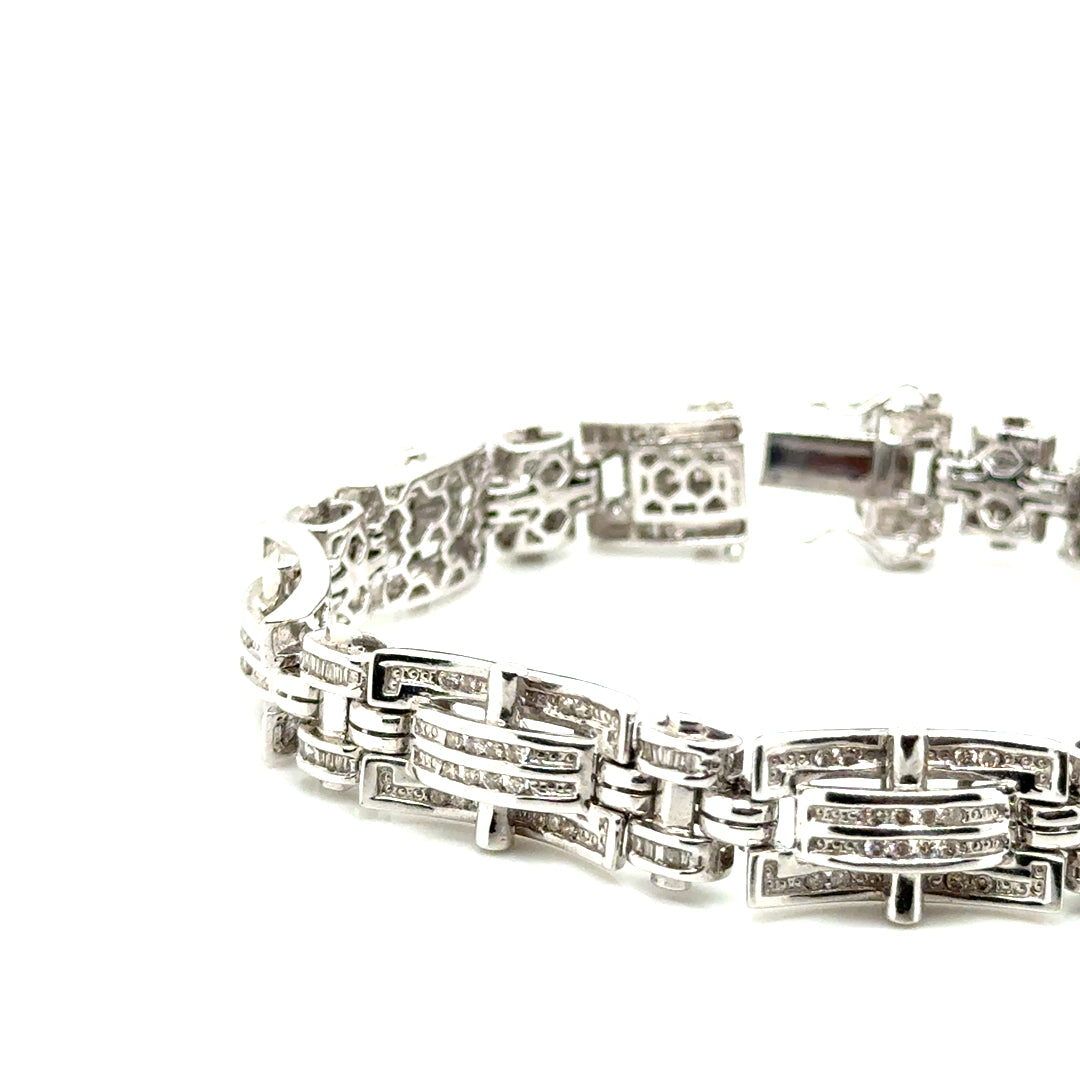 New 14k White Gold 3 CT TW Diamond Men’s Bracelet
