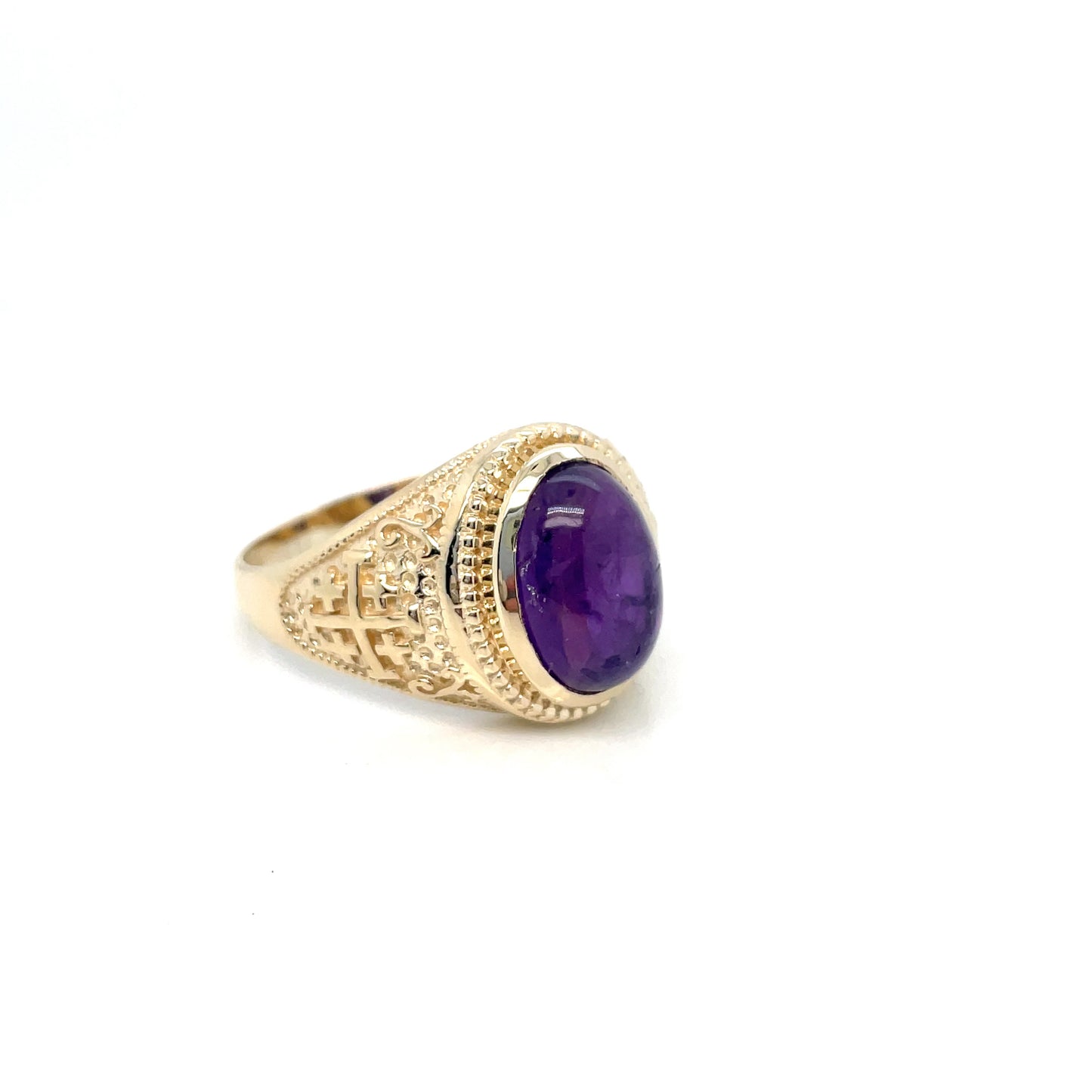 14k Yellow Gold Amethyst Men’s Ring