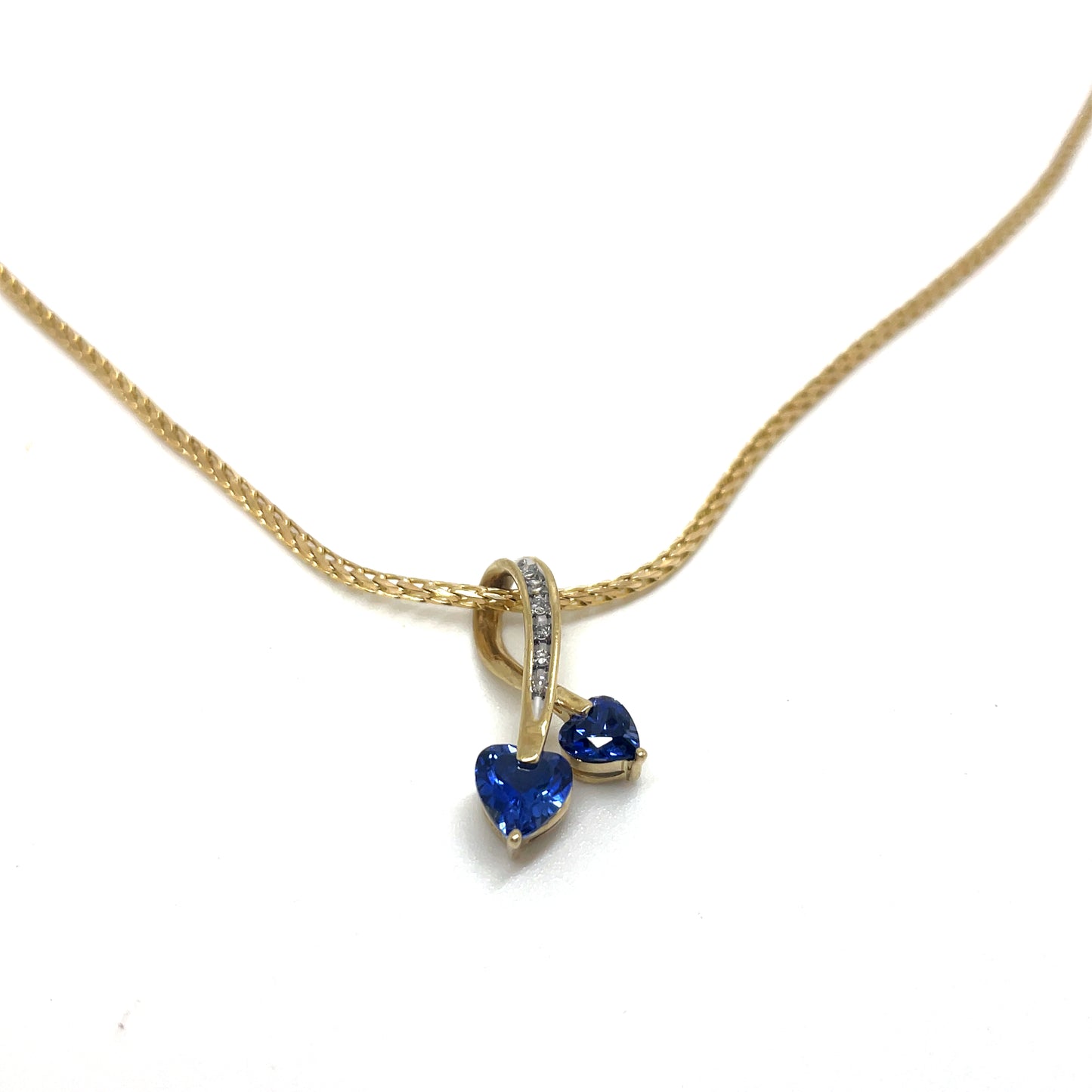 10k Yellow Gold Sapphire Diamonds Pendant