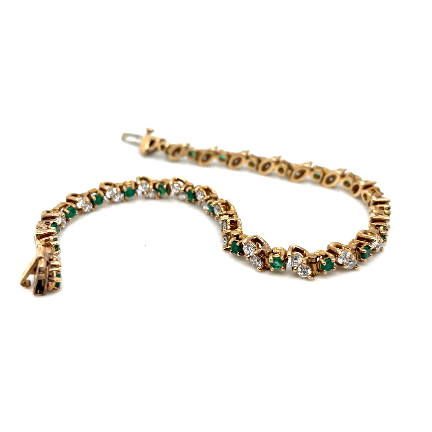 14k Yellow Gold Emerald and 2.4 CT TW Diamonds Bracelet